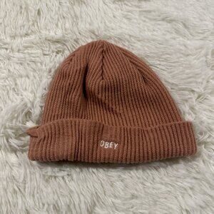 Obey womens pink logo beanie one size skater street